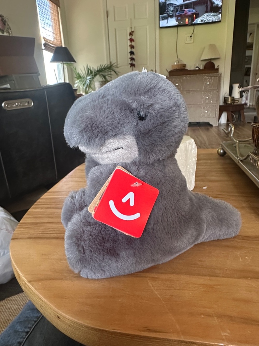 Gray Plush T rex dinosaur  Stuffed Animal - Soft Plush Seal new with tags soft!